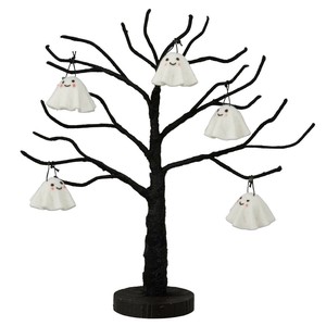 秋装飾品　ブラックハロウィンツリー　ゴースト5個付き