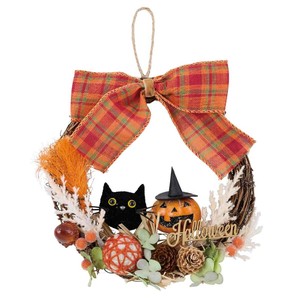 秋装飾品　ハロウィンリース　直径23cm（造花）