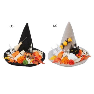 秋装飾品　ハロウィンハットアレンジ　幅21×高さ20cm（造花）