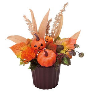 秋装飾品　ハロウィン　パンプキンポット　直径10cm×高さ25cm（造花）