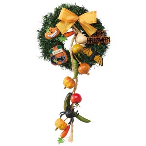 秋装飾品　ハロウィンリース　幅23cm（造花）