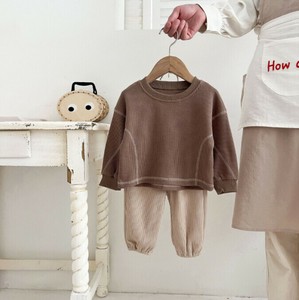 パンツスーツ 2点セット 長袖 Tシャツ  ラウンドネック 無地 快適 子供 ファッション  MBQ3399