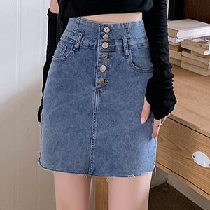 【特価】ハイウエストデニムミニスカート