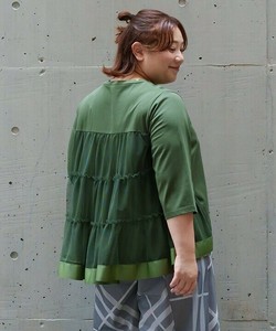 【2025春夏新作】バックチュールティアードトップス 接触冷感UVカット速乾 大きいサイズ レディース