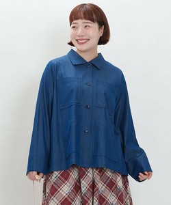 【2025秋冬新作】バックプリーツ長袖シャツジャケット 大きいサイズ レディース