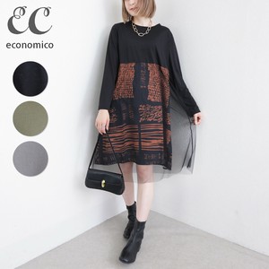2025AW　チュールレイヤードプリントワンピース　2025新作　Economico