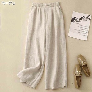 【現品50％オフ】EH1635s-M クロップドパンツ コットンリネン ワイドレッグパンツ  薄手