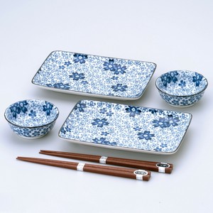 美浓烧 大餐盘/中餐盘 餐具 附筷子 碟子套装 日本制造