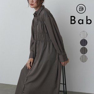 Pre-order Casual Dress 3-Size Stripe Shirt Dress Bustier-style [A/W NEW]