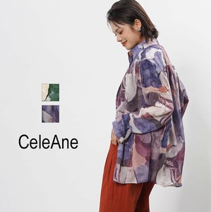 【新作】マーブルパターンシアーシャツ　アーティスティック ワッシャー　2色展開