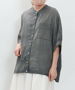【2025春夏新作】ウスデニドルマンSH 綿100％ダメージ感ベルスリーブデニムブラウス フリーサイズ