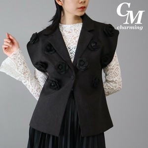 【2025年　新作】 フラワーモチーフ　デザイン　ベスト　即納