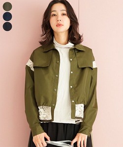 【特別価格】レース切り替えスナップジャケット レディース ミセス 婦人服 36-1412