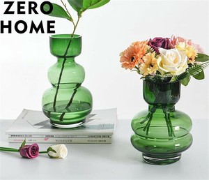 ガラス製水培花瓶 自然緑配色 植物用容器 インテリアアクセサリー