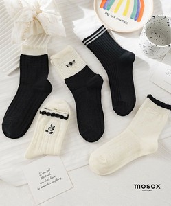 【MOSOX】ガーリー配色デザインコットン混ソックス 5足セット レディース