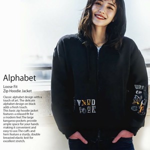☆NEW！☆アルファベット ゆったりシルエット フード付 ジップ パーカー ジャケット