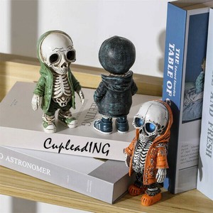 【定番商品】早い者勝ち ハロウィン骸骨デコ レジンフィギュア 部屋アクセサリー 4点セット