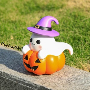 ◆◆大人気◆◆早い者勝ち かぼちゃと幽霊の置物 ハロウィン魔法帽デザイン レジン工芸 お家の装飾 庭飾り