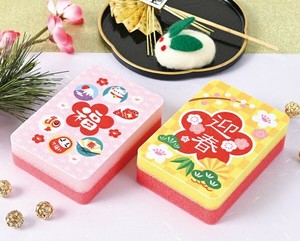 福々縁起柄 お正月キッチンスポンジ1コ入