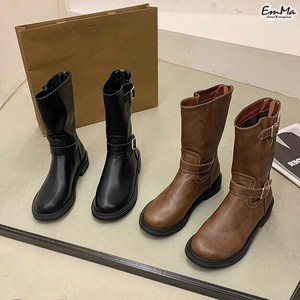 エンジニアブーツ ローヒール PU ミドルブーツ 春 秋 冬 【2025新作】 ONK3054