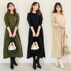 ワンピース レディース　　ワンピース 秋冬　ワンピース ロング　丸首　ビッグサイズ