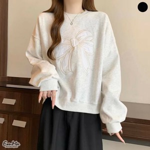 リボンモチーフ刺繍スウェット フェミニン カジュアル 春 秋  【2025AW】  ONA2192