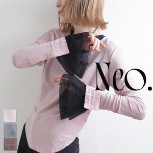 ■Neo.■ Uネックラメカットソー 袖口釦あきデザイン　◎WEB限定販売◎