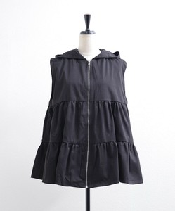 【2025AW新作入荷】フード付きティアード切り替えベスト　ジレ　 skypink東京