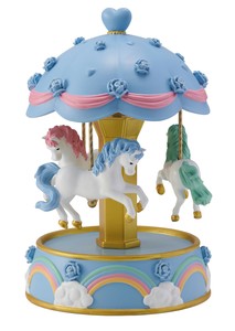 オルゴールメリーゴーランド　L　ローズブルー（LED付）