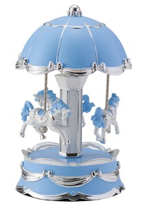 オルゴールメリーゴーランド　　ブルー×シルバー（LED付）