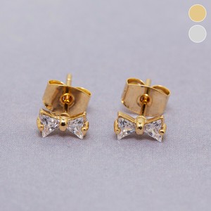 ピアス《ストーン付きミニリボンピアス 全2色》
