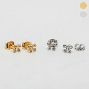 ピアス《ストーン付きミニリボンピアス 全2色》