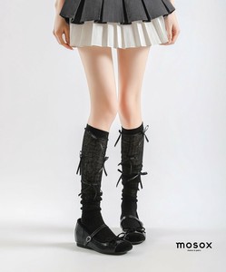 【MOSOX】コットンリボンハイソックス レディース ニーハイ 靴下
