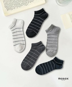 【MOSOX】ボーダー柄シルク混アンクルソックス レディース 5足セット 靴下
