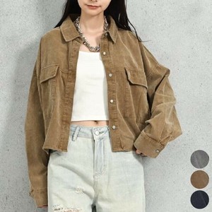 16W 綿コール ショート丈 シャツ ジャケット【2025年秋冬新作】