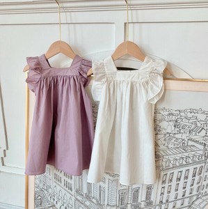 ワンピース Uネック   ノースリーブ 無地 快適 子供用  ファッション  MBQ3422