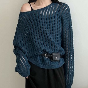 u29264 韓国風 ウール 透かし編み ニット ロングワンピース ベルト セットアップ 新作 2025秋新作
