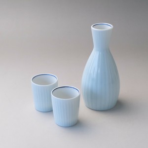 青磁　十草彫酒器揃（小）　美濃焼（日本製）