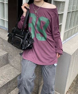 【2025秋冬新作】ナンバーロゴ ロングTシャツ カットソー トップス 長袖 レディース