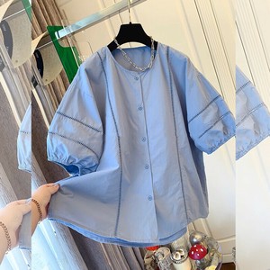 シャツ  半袖  透かし彫り  無地  ゆったり  快適  レディース ファッション  7729#  WXB635