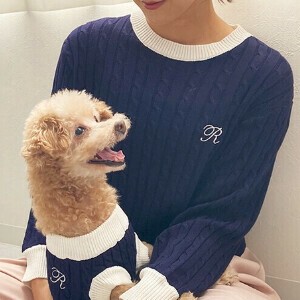【2025AW新作】ニット レディース ケーブル編みニット クルーネック ロゴ刺繍 リンクコーデ 25606