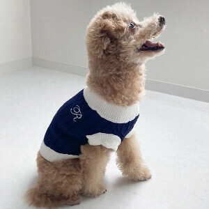 犬用服装 LOGO刺绣 毛线拼接针织衫 狗