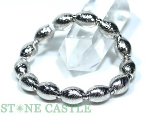 ☆高品質☆【ブレスレット】ギベオン隕石 太鼓型 約10x13mm 【天然石 パワーストーン】