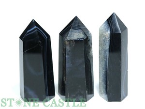 ☆一点物☆【置き石】ポイント型 ブラックサードオニキス (3本セット) No.39 【天然石 パワーストーン】