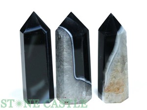 ☆一点物☆【置き石】ポイント型 ブラックサードオニキス (3本セット) No.40 【天然石 パワーストーン】
