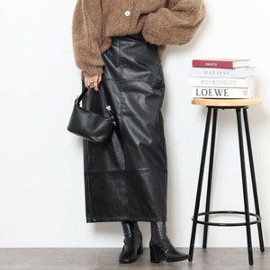 Skirt Faux Leather Switching