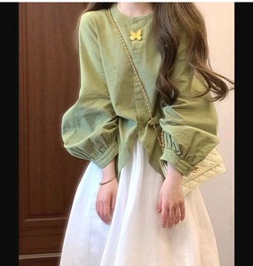 シャツ  長袖  無地  ラウンドネック ゆったり    快適  レディース ファッション   712#  WXB660