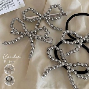 ヘアアクセサリー《シルバーパールリボンヘアピン/ヘアゴム 全2タイプ》
