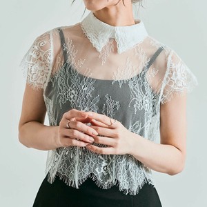 トップス《襟付きレースショートトップス 》《現品限り-売り切りワンコイン》《アウトレット》