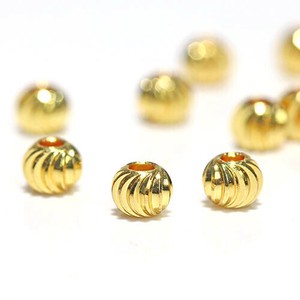 約3mm 30個入り ゴールドカラー ストライプカット ツイスト スペーサービーズ アクセサリーパーツ